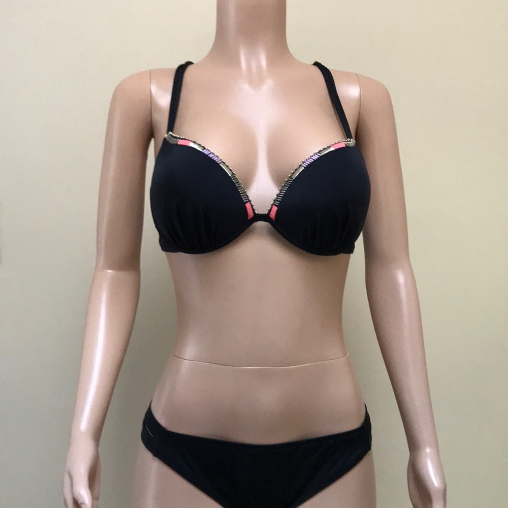 Victoria Secret black padded cross back bikini top